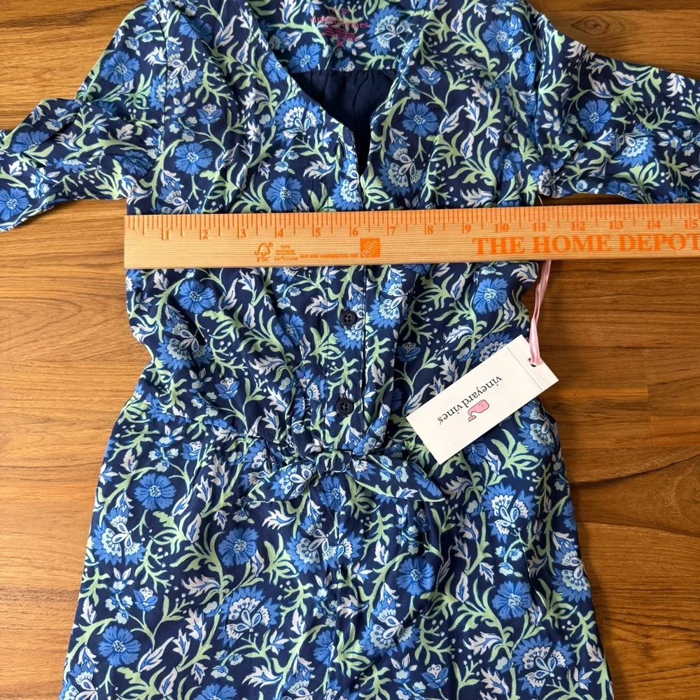 NWT Vineyard Vines Girl’s Romper XS 5-6 Blue Floral